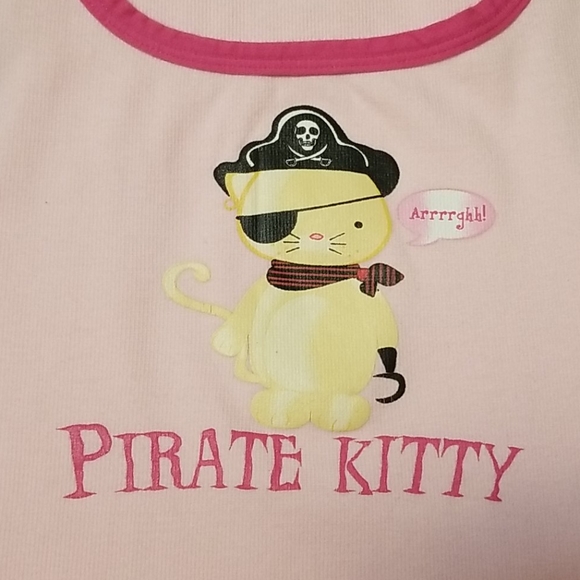 PIRATE KITTY Girl's Pink Tank Top - Picture 2 of 5